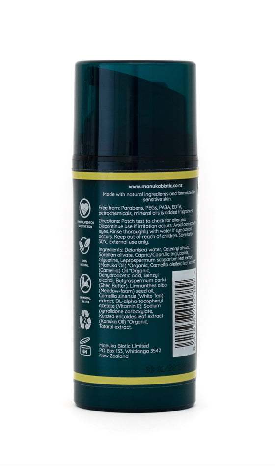 Back of Light Day Cream air pump bottle with full ingredient list 